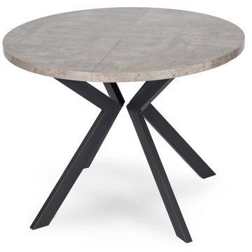 Розкладний обідній стіл MEBEL ELITE LUGO 90(190)* 76 см Бетон/Чорний