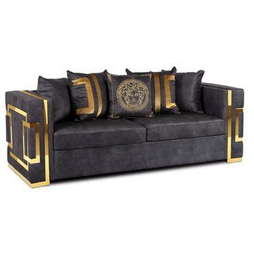 Диван MEBEL ELITE PALLAZO 3S Welur Черный