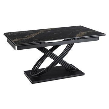 Раскладной обеденный стол MEBEL ELITE IBIZA 160(240)*90 см Marmur Черный