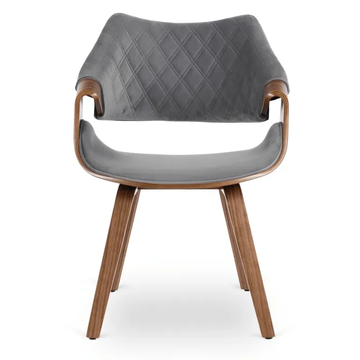 Стілець оксамитовий MEBEL ELITE LUISE Velvet Сірий/Горіх
