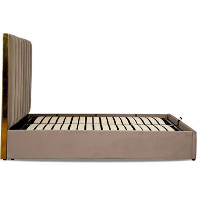 Кровать двуспальная бархатная MEBEL ELITE EMILIO Velvet 160x200 см Бежевый