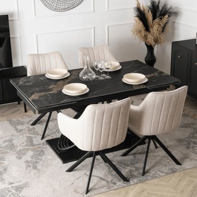 Розкладний обідній стіл MEBEL ELITE IBIZA 160(240)*90 см Marmur Чорний