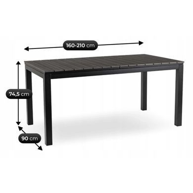 Раскладной садовый стол MEBEL ELITE ARGOS 160-210 см Темно-серый