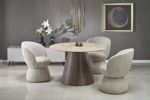 Стiл PIREUS 120*120 Травертин/Горіх HALMAR