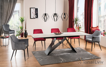 Стол Westin III Ceramic STATUARIO VENATO 180(260)*90 Белый Мрамор / Черный SIGNAL