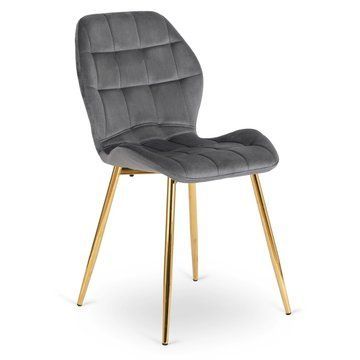 Стілець оксамитовий MEBEL ELITE LUCKY Velvet Сірий / Золотий