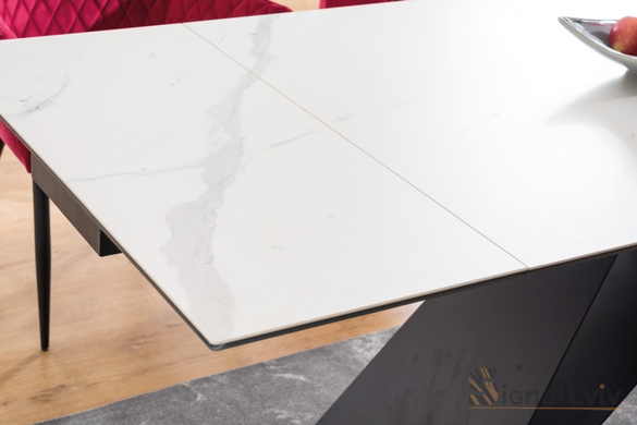 Стол Westin III Ceramic STATUARIO VENATO 180(260)*90 Белый Мрамор / Черный SIGNAL