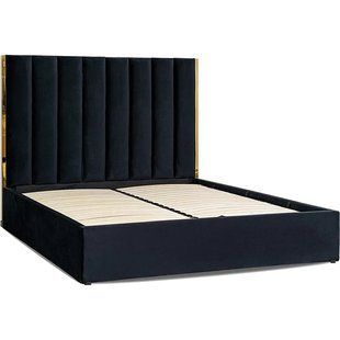 Ліжко двоспальне оксамитове MEBEL ELITE EMILIO Velvet 160x200 см Чорний