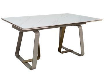 Стіл INTARSIO BIANCO LUXE CERAMIC 160(240)*90 Білий мат/білий+Золото
