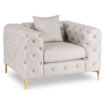 Кресло мягкое MEBEL ELITE SORRENTO 1S Welur Кремовый