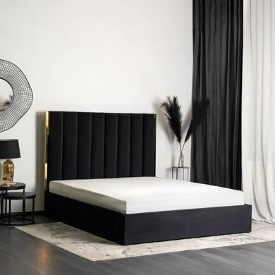 Кровать двуспальная бархатная MEBEL ELITE EMILIO Velvet 160x200 см Черный