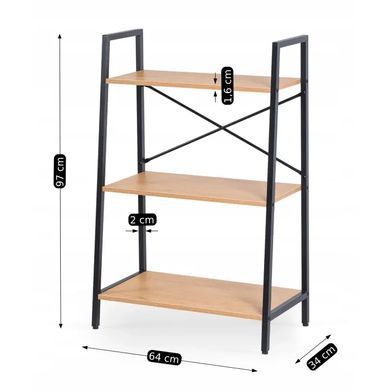 Стеллаж MEBEL ELITE VIOR Золотой дуб / Черный