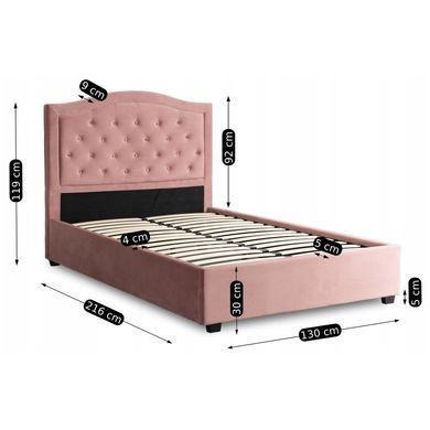Ліжко MEBEL ELITE APOLLO Welur 120x200 см Рожевий