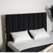 Кровать двуспальная бархатная MEBEL ELITE EMILIO Velvet 160x200 см Черный