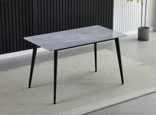 Стол INTARSIO SABA CERAMIC 130*70 серый глянец/черный каркас