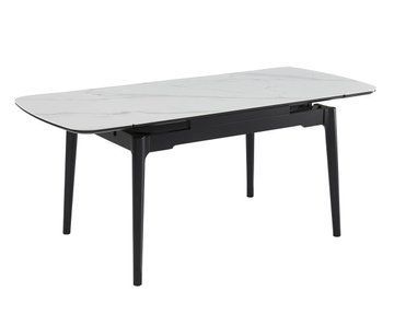 Стол INTARSIO DUBLIN CERAMIC 120(180)*80 белый мат/черный каркас