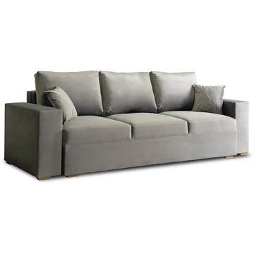 Диван 3-х местный бархатный MEBEL ELITE NICOLO Velvet 238 см серый