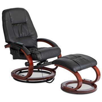 Кресло мягкое массажное с подставкой MEBEL ELITE CANO Черный