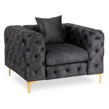 Кресло мягкое MEBEL ELITE SORRENTO 1S Welur Черный