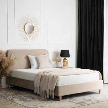 Кровать MEBEL ELITE DENNIS Welur 120x200 см Бежевый