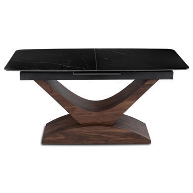Раскладной обеденный стол MEBEL ELITE ALICANTE Marmur 160(220)*90 см Черный/Орех