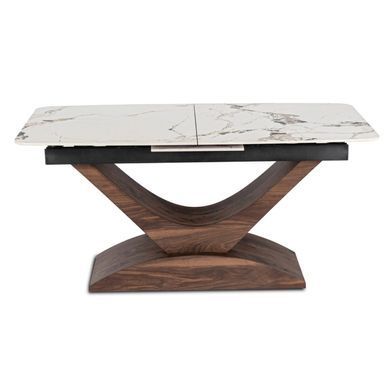Раскладной обеденный стол MEBEL ELITE ALICANTE Marmur 160(220)*90 см  Белый/Орех