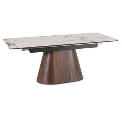 Розкладний обідній стіл MEBEL ELITE LIZBONA 160(200)*90 см Marmur Білий/Горіх