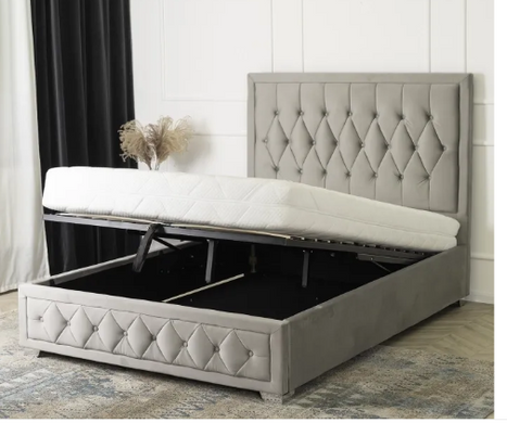 Кровать двуспальная бархатная MEBEL ELITE EVAN Velvet 140x200 см серый