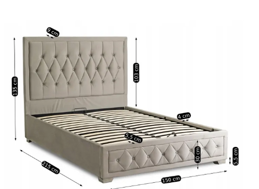 Кровать двуспальная бархатная MEBEL ELITE EVAN Velvet 140x200 см серый