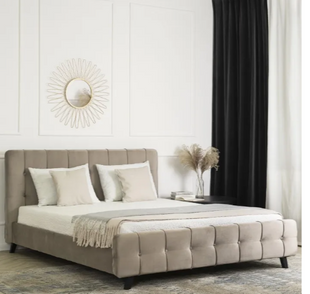 Ліжко двоспальне оксамитове MEBEL ELITE LINO Velvet 160x200 см Бежевий