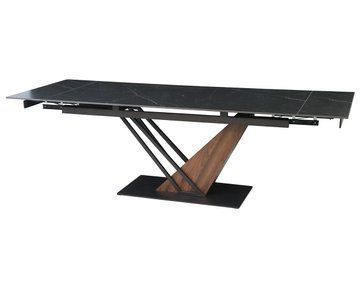 Стол INTARSIO FERNANDO CERAMIC 180(240)*90 черный мат/темный орех