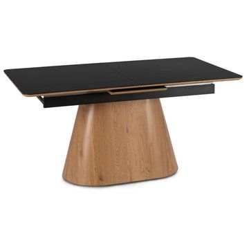 Раскладной обеденный стол MEBEL ELITE LIZBONA 160(200)*90 см Marmur Черный/Дуб