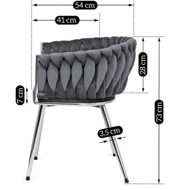 Стілець оксамитовий MEBEL ELITE SIENA Velvet сірий / хром