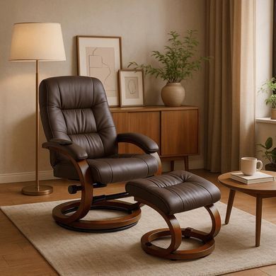 Крісло м'яке масажне з підставкою MEBEL ELITE CANO Коричневий