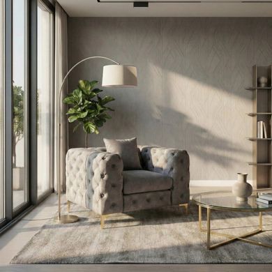 Крісло м'яке MEBEL ELITE SORRENTO 1S Welur Сірий