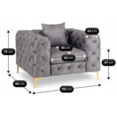 Крісло м'яке MEBEL ELITE SORRENTO 1S Welur Сірий