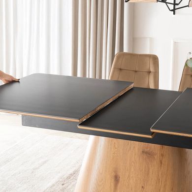 Розкладний обідній стіл MEBEL ELITE LIZBONA 160(200)*90 см Marmur Чорний/Дуб
