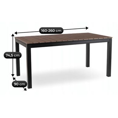 Раскладной садовый стол MEBEL ELITE ARGOS 160-260 см Орех