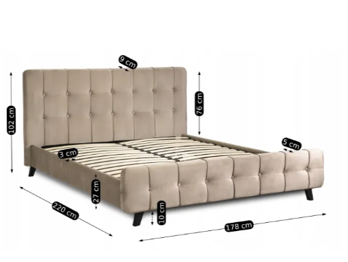 Ліжко двоспальне оксамитове MEBEL ELITE LINO Velvet 160x200 см Бежевий