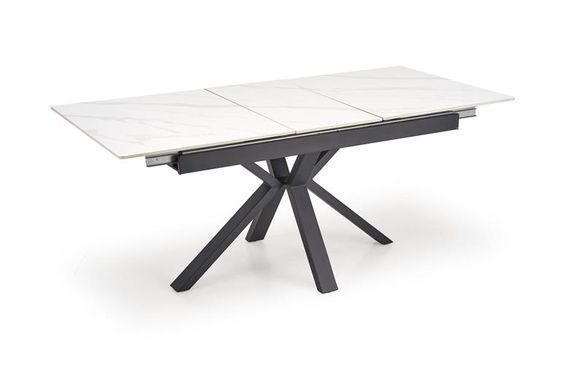 Стол PLATAN 140(180)*85 см Белый мрамор/Черный HALMAR
