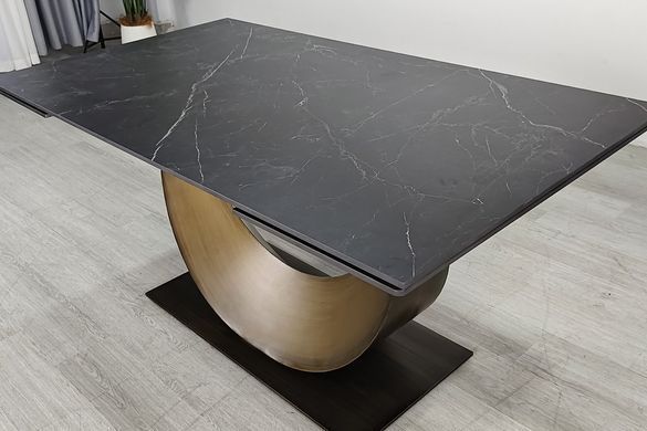 Стіл AMELIA CERAMIC 160(240)*90 Чорний мат/Бронзовий