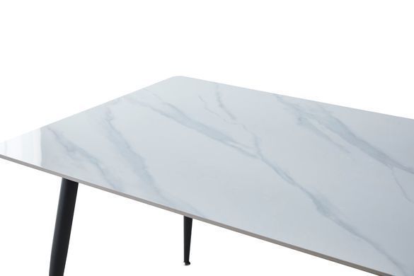 Стол INTARSIO SABA CERAMIC 130*70 белый глянец/черный каркас