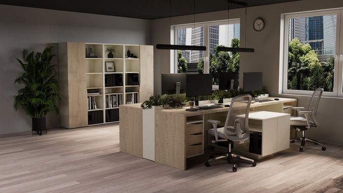 Стіл письмовий  CONNECT 1 L SK  1900*786 Дуб кремона котта/Стоун бейж