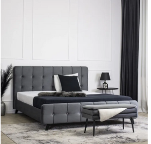Ліжко двоспальне оксамитове MEBEL ELITE LINO Velvet 160x200 см Сірий