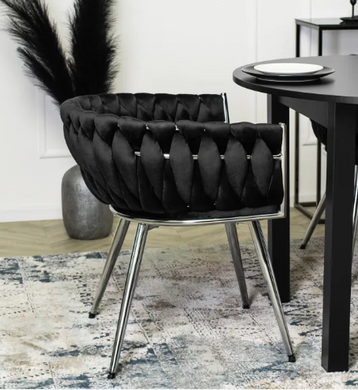 Стілець оксамитовий MEBEL ELITE SIENA Velvet чорний / хром