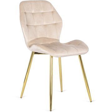 Стілець оксамитовий MEBEL ELITE LUCKY Velvet Бежевий / Золотий
