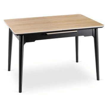Раскладной обеденный стол MEBEL ELITE SAMER 120(160)*80 см Дуб золотой/Черный