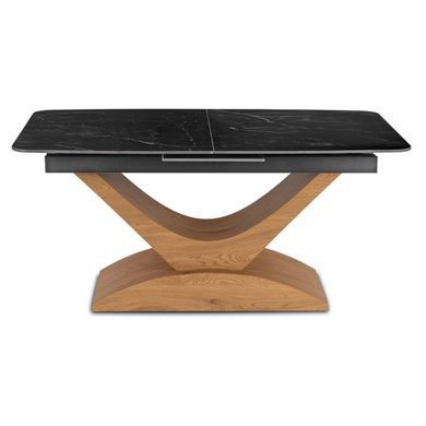 Раскладной обеденный стол MEBEL ELITE ALICANTE Marmur 160(220)*90 см Черный/Дуб