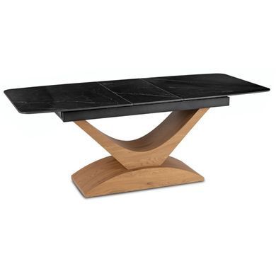 Раскладной обеденный стол MEBEL ELITE ALICANTE Marmur 160(220)*90 см Черный/Дуб