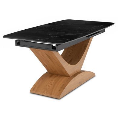 Раскладной обеденный стол MEBEL ELITE ALICANTE Marmur 160(220)*90 см Черный/Дуб